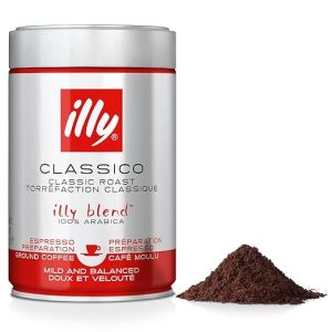 illy Coffee - Classico Ground Coffee - Medium Roast - 100% Arabica Coffee - Ideal for Espresso Preparation - 250g Tin