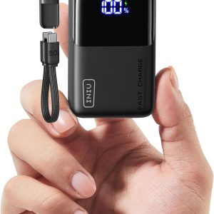 INIU Power Bank, Smallest Portable Charger 10000mAh, 45W Fast Charging Mini Battery Pack with Detachable USB-C Cable, Flight-Safe Travel Powerbank for iPhone 17 16 15 Pro Max, Samsung S26, iPad, etc